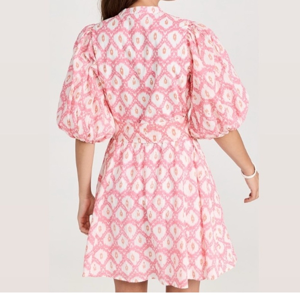 AREA Pink and White Midi Dress